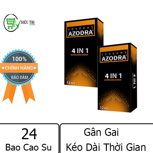 Combo 2 Hộp BCS Azodra Gân Gai Kéo Dài Thời Gian 24 Cái