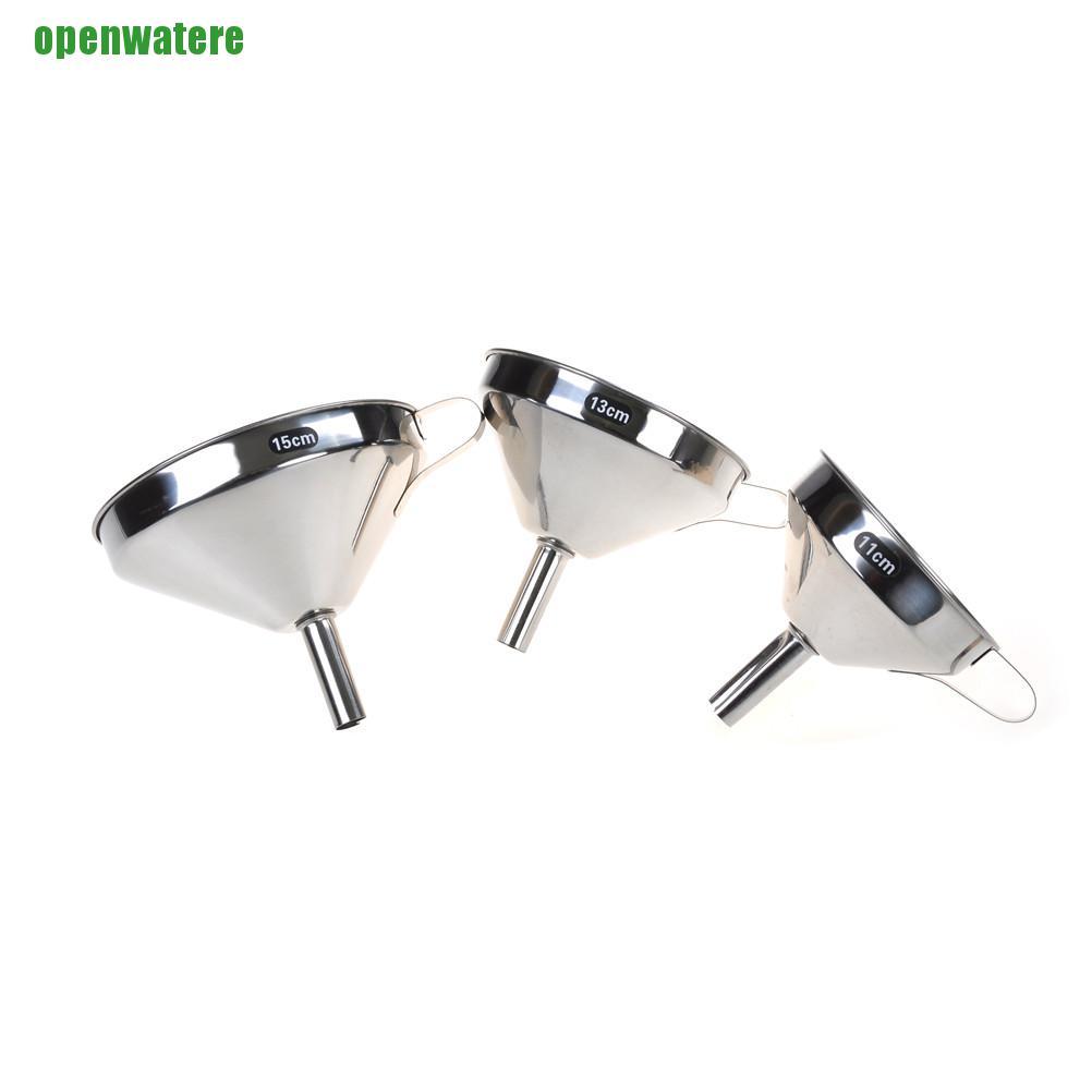 【open】15/13/11cm Stainless Steel Wide Mouth Liquid Funnel Detachable Strainer Filter