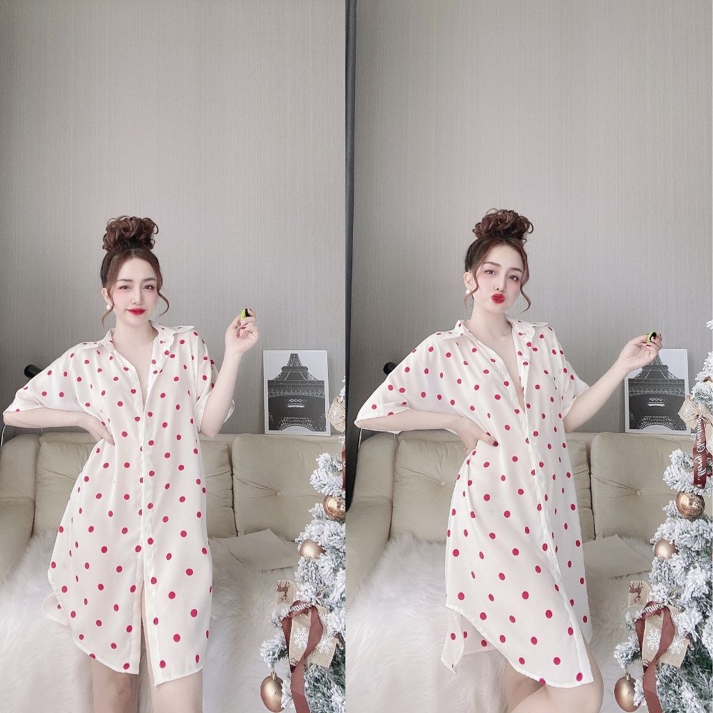 Đầm ngủ sơ mi bigsize chất lụa mango cao cấp