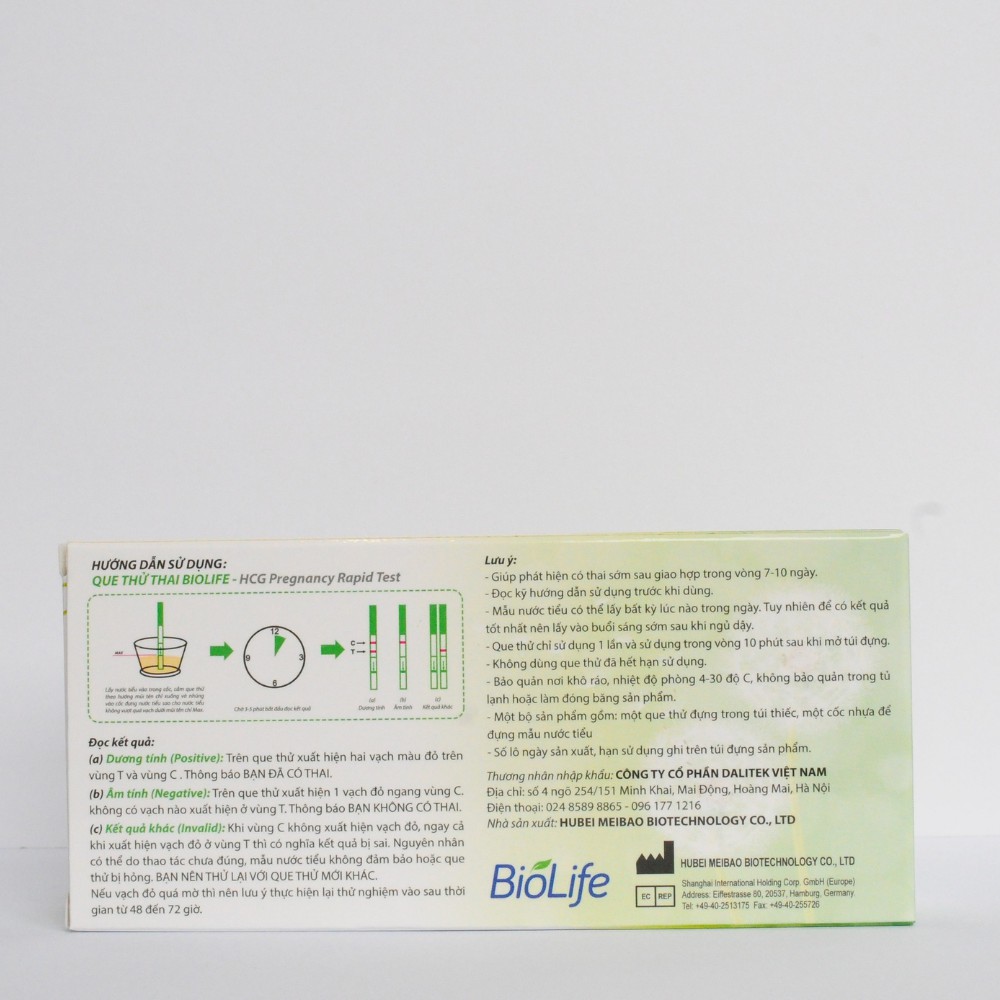 Que thử thai Biolife HCG W4 Pregnancy Rapid Test (Hộp 1 chiếc) - An Toàn, Chính Xác, Hiệu Quả - DALITEK VIỆT NAM