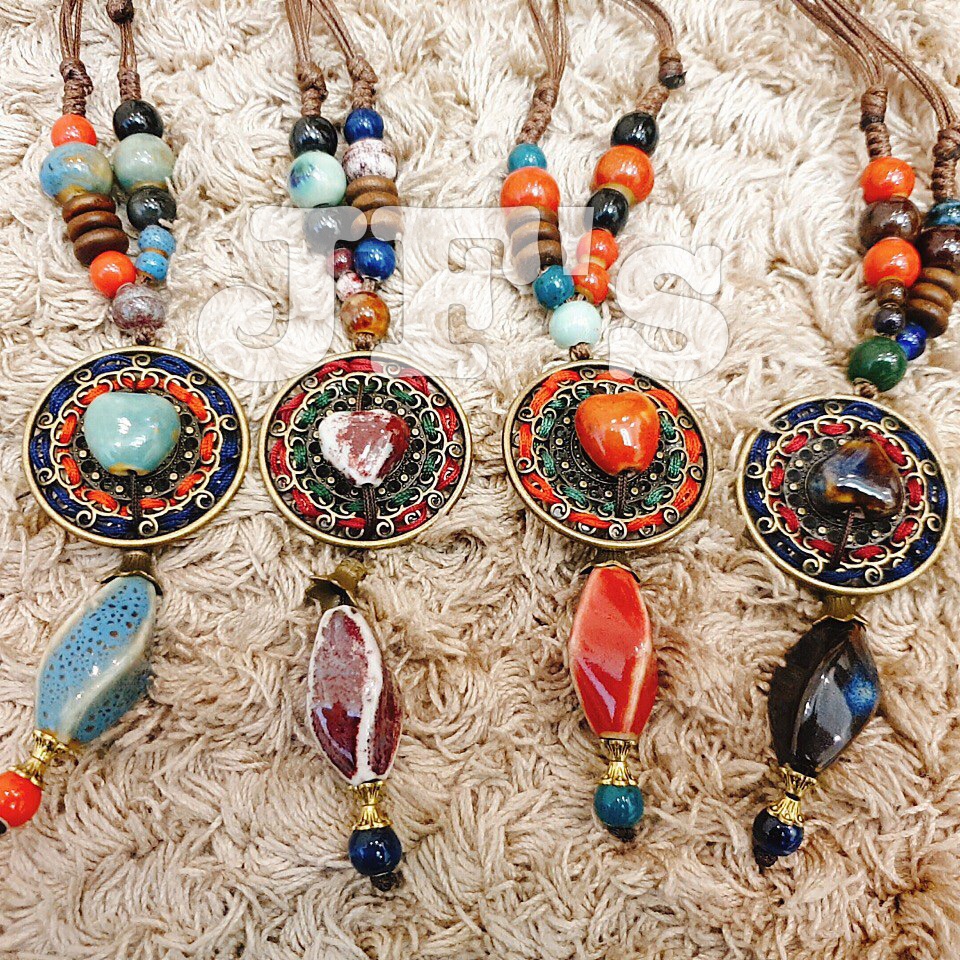 Vòng cổ phong cách thời trang bohemian, dây chuyền gốm sứ