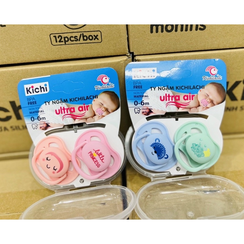 Ti giả Kichi Ultra Air chỉnh nha, thông khí, đầu dẹt siêu mềm cho bé [Hàng chính hãng]