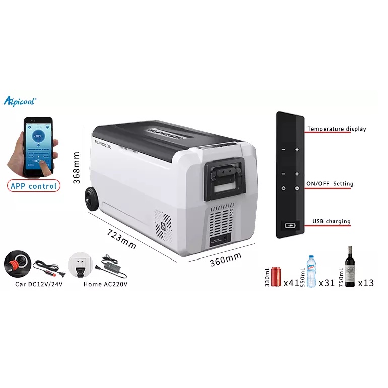 Tủ lạnh mini trên ô tô 2 ngăn độc lập Alpi T36