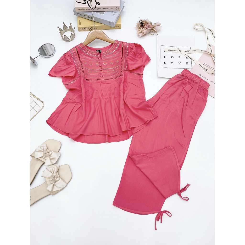 BỘ BABY DOLL LỮNG CHẤT TOLE LANH HÀNG VNXK