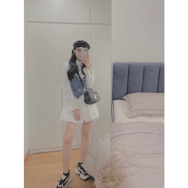 Set váy sơ mi kèm gile