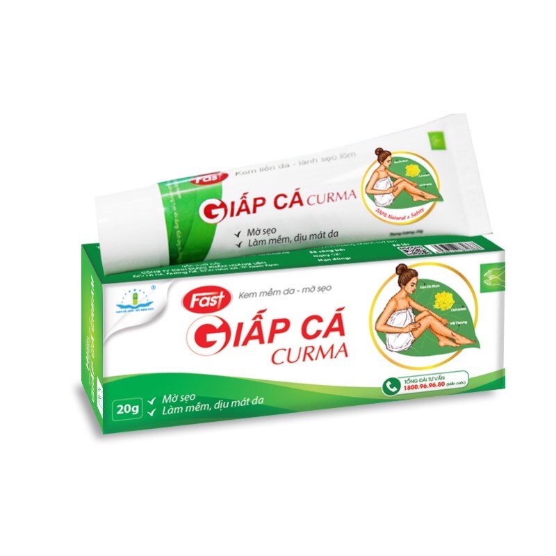 Kem liền da giấp cá Curma - Giúp mờ sẹo thâm, lành sẹo lõm các vết bỏng trên da, tăng quá trình tái tạo da Tuýp 20g