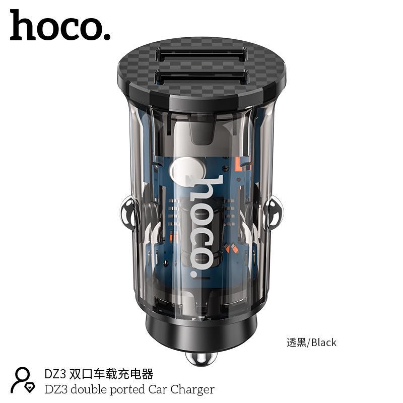 Tẩu Sạc Nhanh Trên ôtô Hoco DZ5 2 Cổng Đèn Led  PKCH8886