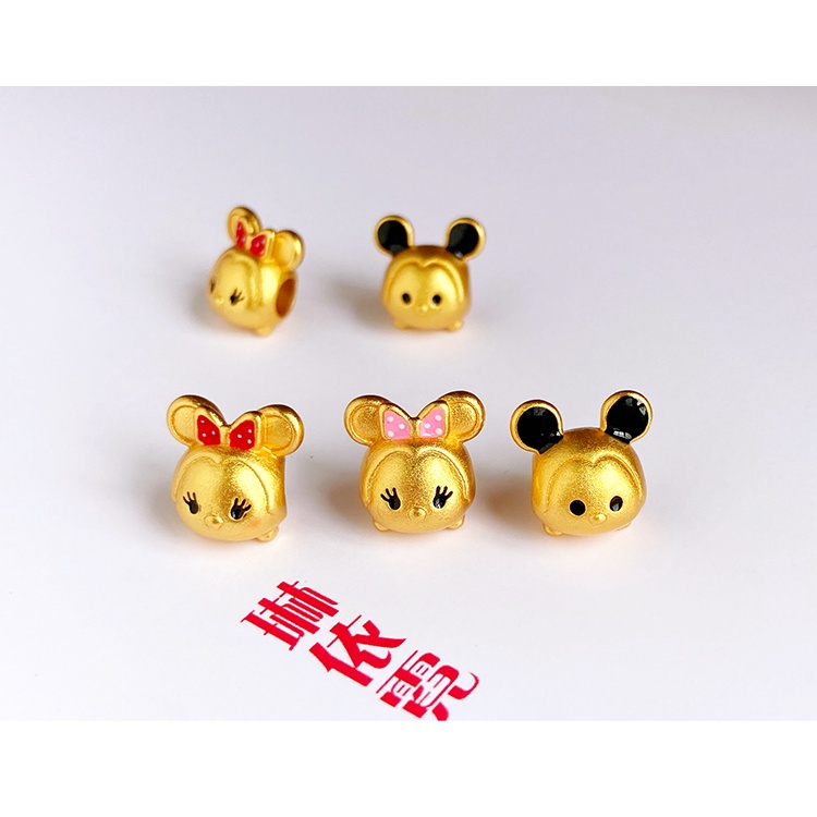 Vòng Tay Chuỗi Hạt Màu Đỏ Mạ Vàng Hình Chuột Mickey Xiaomi Ninnie diy