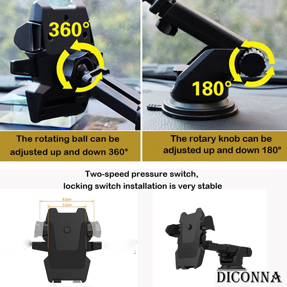 360° Giá Đỡ Điện Thoại Gắn Kính Chắn Gió Xe Hơi Bằng ABS Có Thể Gấp Gọn Tiện Dụng