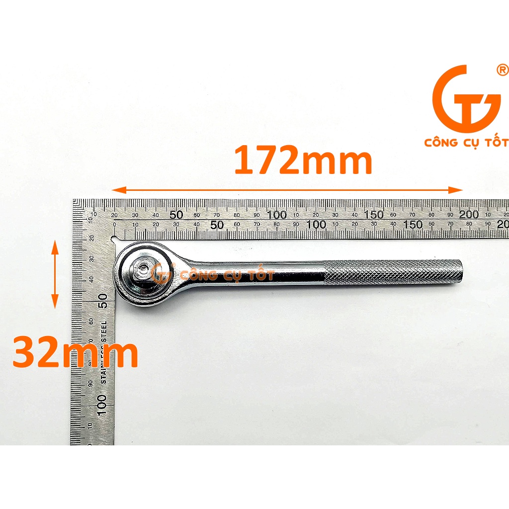Tay vặn tự động đảo chiều 3/8&quot; 24 răng dài 170mm cán thép sần