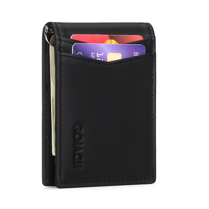 Ví da bò nam mini đựng thẻ card thông minh chống RFID phong cách doanh nhân - V2102