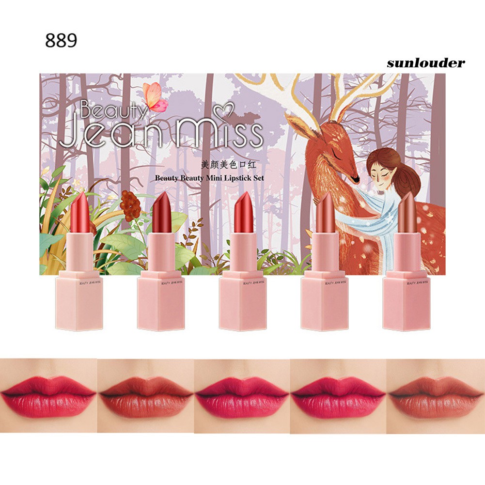 (Hàng Mới Về) Set 5 Thỏi Son Sáp Jean Miss Tông Nhung Dưỡng Ẩm Chống Nước Chống Dính Lâu Trôi | BigBuy360 - bigbuy360.vn