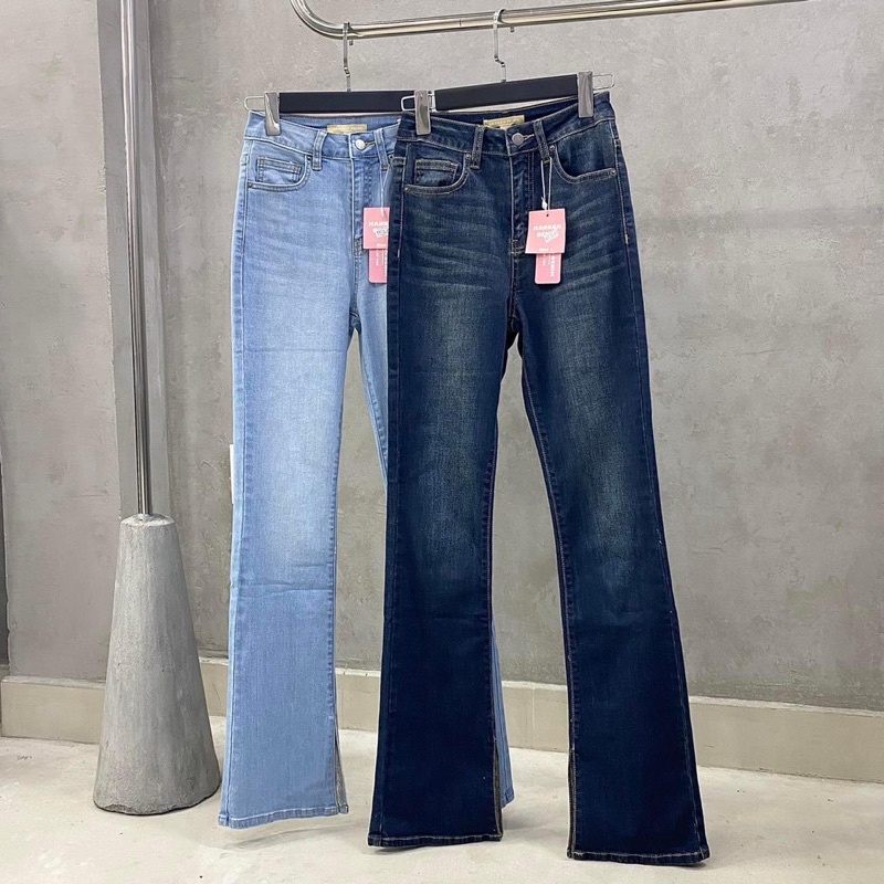 Quần loe dài wash hana xẻ trong mẫu m61 48kg eo 63 mông 89 mang 26