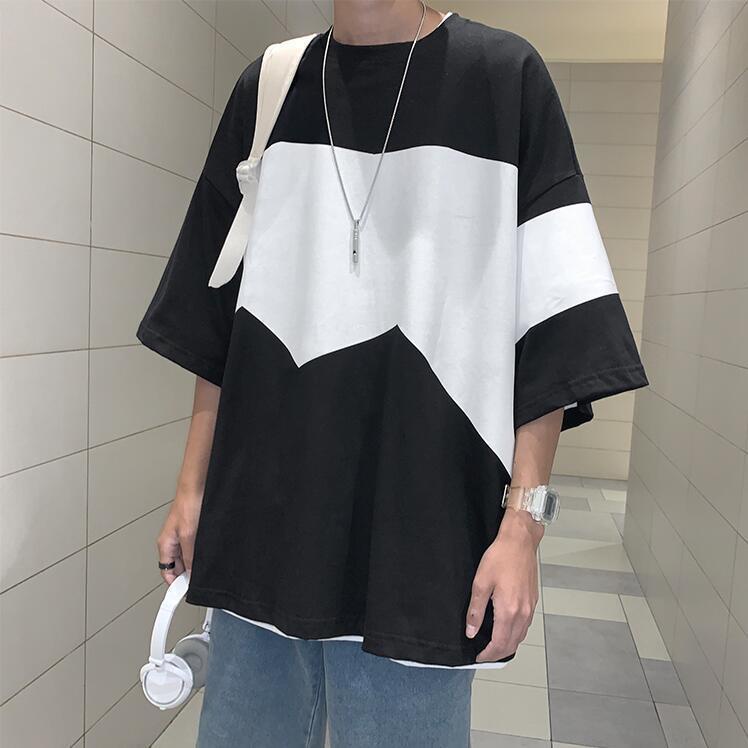 Áo Thun Cotton Tay Ngắn Màu Trơn Dáng Rộng Thời Trang Mùa Hè Phong Cách Hàn Quốc Cho Nam