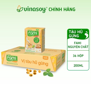 Thùng sữa đậu nành Fami Nguyên Chất vị tàu hũ gừng (36 hộp x 200ml)