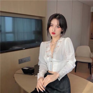 ÁO CROP VIỀN REN QUẢNG CHÂU (KÈM HÌNH THẬT)