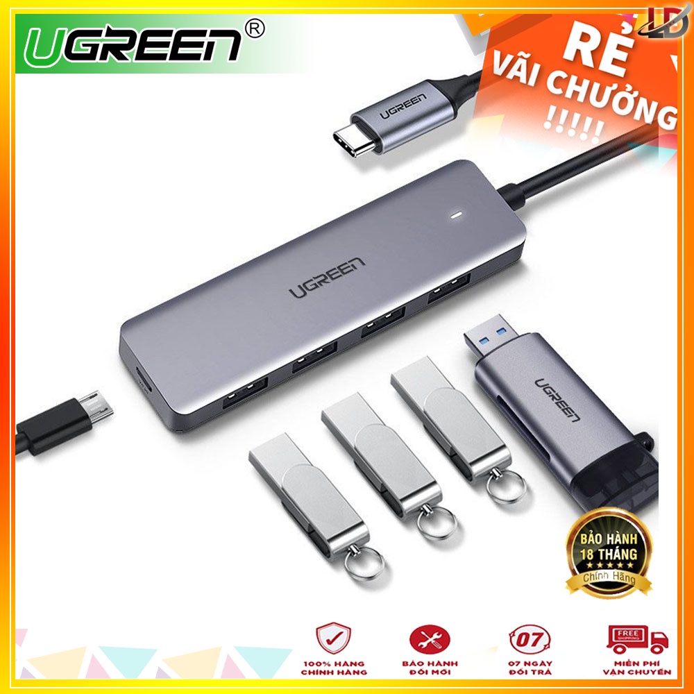 Ugreen 70336 - Bộ Chia Hub USB Type C Ra 4 Cổng USB 3.0 ✔HÀNG CHÍNH HÃNG✔