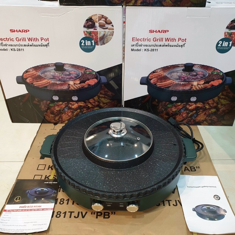 Bếp Lẩu nướng điện SHARP đa năng 2in1 (hàng sịn bảo hành 12 tháng)