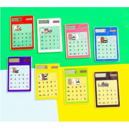 Máy Tính Ba anh em gấu Bỏ Túi có pin năng lượng mặt trời MTTI4 máy tính bare bear cute máy tính dễ thương