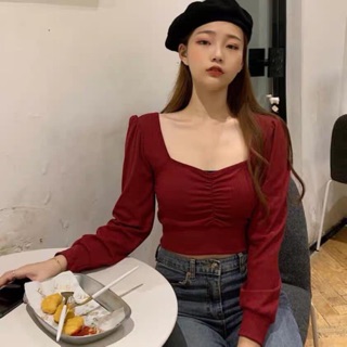 Áo len tăm chun ngực croptop