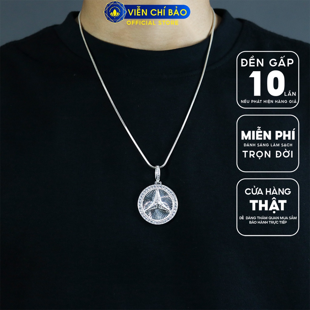 Mặt dây chuyền nam mercedes đính đá chất liệu bạc 925 thời trang phụ kiện trang sức Viễn Chí Bảo M300328