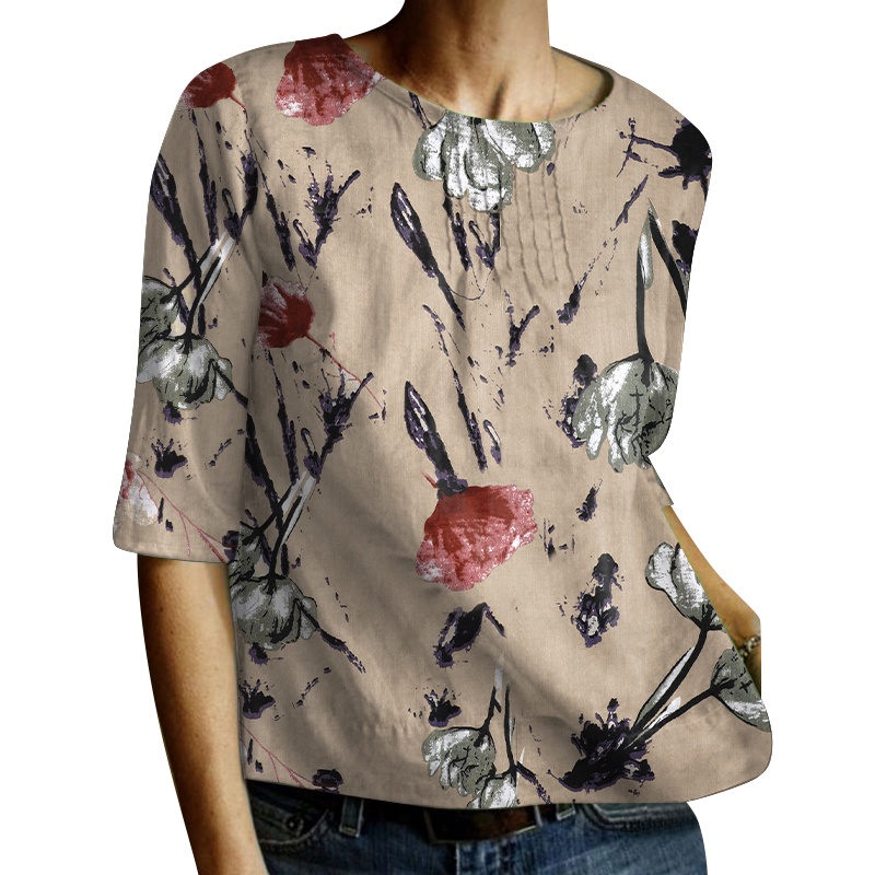 Zanzea Áo Nữ Tay Lửng Cổ Tròn Phong Cách Châu Âu Thời Trang