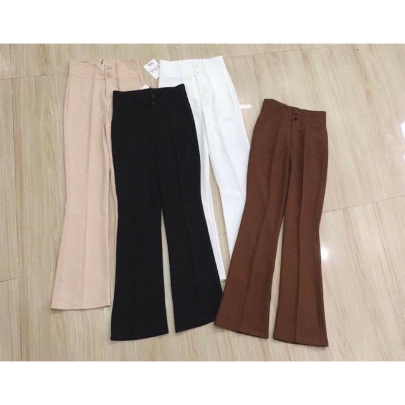 [AN MỘC] Quần Suông ống loe cạp cao 2 khuy sành điệu tôn dáng cho nữ | BigBuy360 - bigbuy360.vn