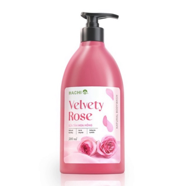 Sữa Tắm Chiết Xuất Hoa Hồng VELVETY ROSE- HACHI 500ML, 800ml [Chính Hãng] Sữa Tắm Hachi hoa hồng giúp da trắng sáng | BigBuy360 - bigbuy360.vn