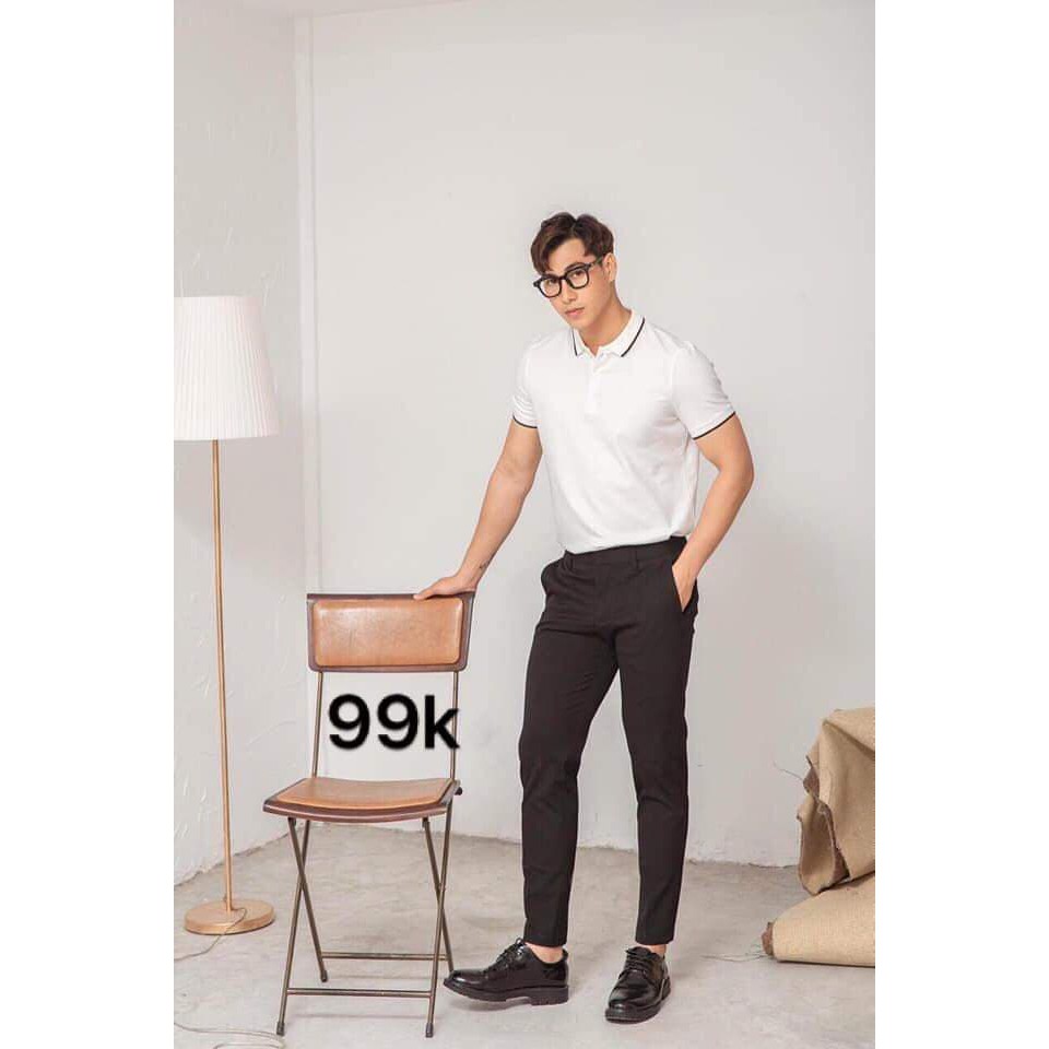 Áo phông cổ bẻ dệt cá sấu chất thun cottong mát, co giãn tốt dáng ôm body giá tốt | BigBuy360 - bigbuy360.vn