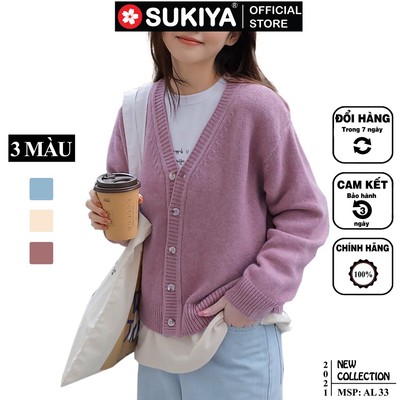 Áo Khoác Len Cardigan Nữ SUKIYA Dài Tay Dễ Thương Chất Len Lông Cừu Mềm Mại AL33