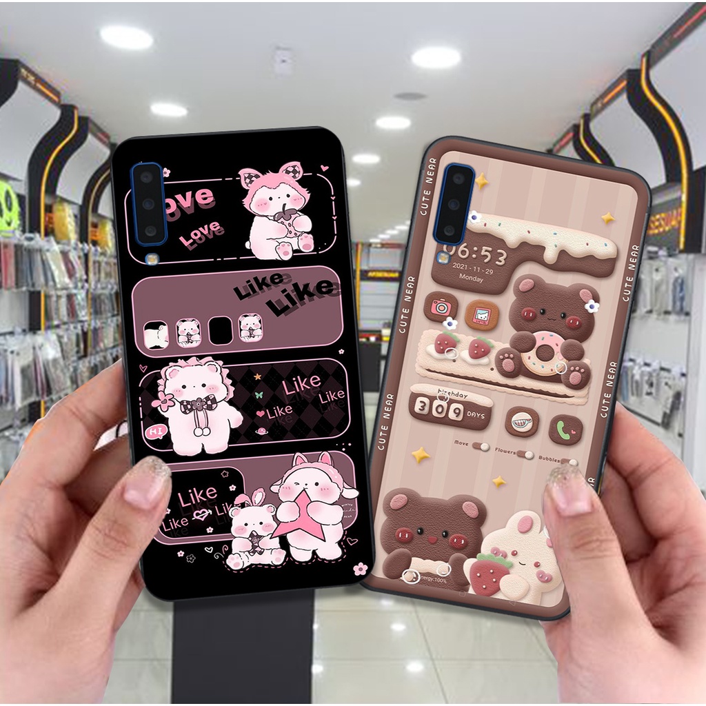 Ốp Samsung A7 2018 / A9 2018 bộ hình gấu , thỏ hồng cute dễ thương giá rẻ siêu bền
