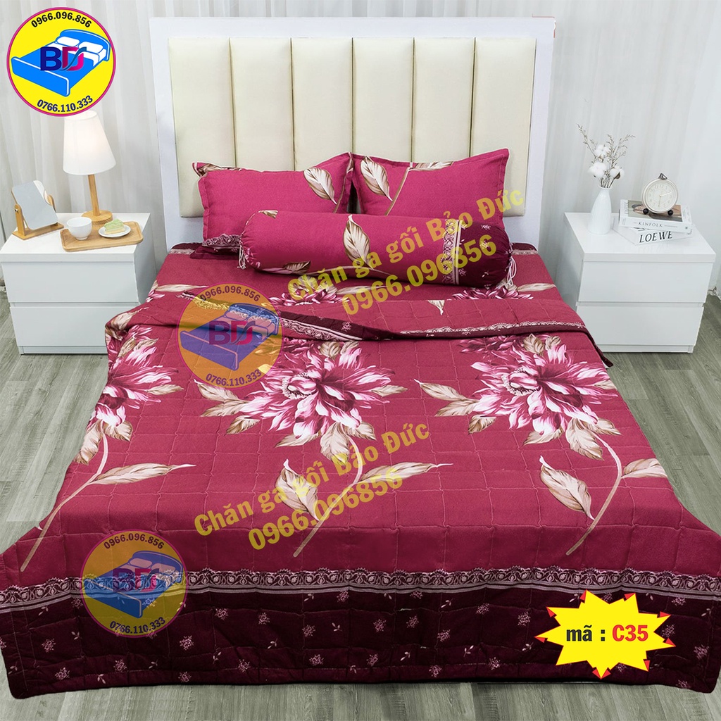 Bộ ga gối cotton poly cao cấp đầy đủ size nệm mẫu mới