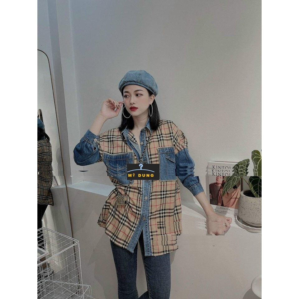 ÁO SƠ MI SỌC PHỐI JEAN FORM RỘNG- CÁ TÍNH- NĂNG ĐỘNG
