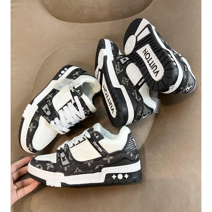 Giày thể thao sneaker LV đen nam nữ bản cao cấp ảnh thật shop tự chụp +Freeship, giày luis vuittion đen