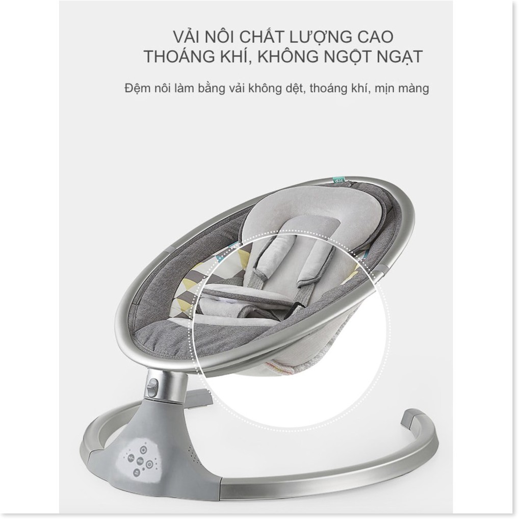 Nôi ngủ 5 chế độ Rung Tự Động cho bé có màn chống muỗi an toàn BaByKey Remote điều khiển từ xa(Xám)