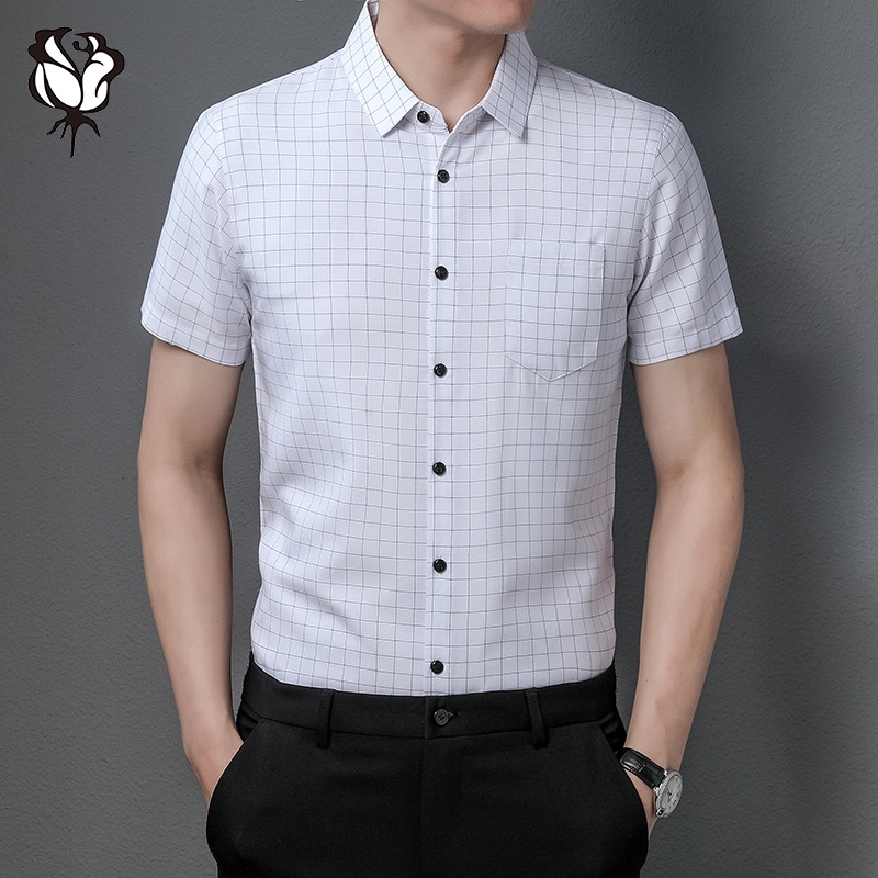 Áo Sơ Mi Ngắn Tay Họa Tiết Sọc Caro Thời Trang Cao Cấp Cho Nam