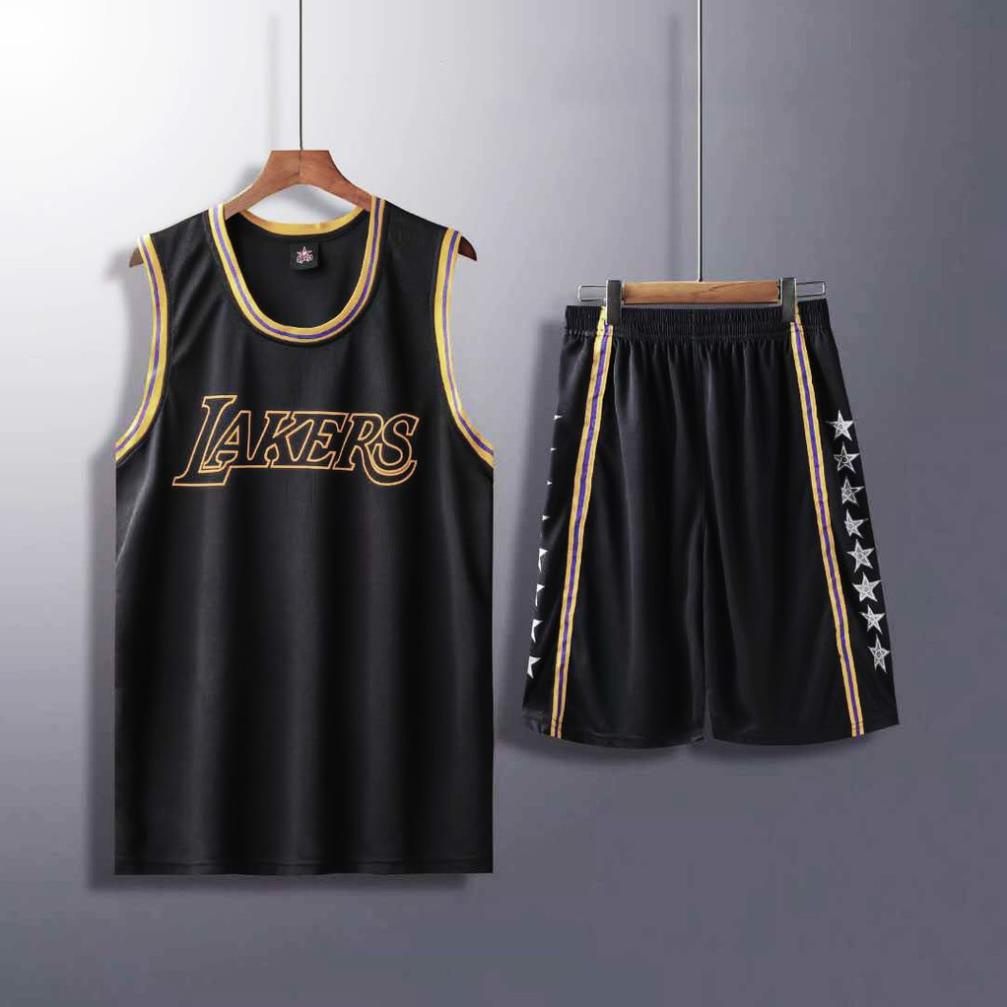 Bộ quần áo bóng rổ NBA Laker - Màu Đen - Bộ đồ bóng rổ trơn không số hàng đẹp *