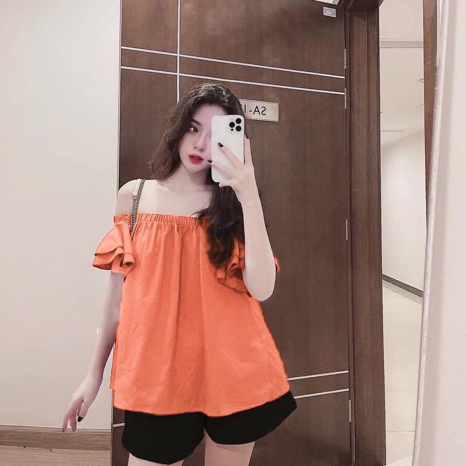 SÉT ÁO CHUN TAY BÈO CAM HỒNG PHỐI QUẦN SOOC CHO NỮ | BigBuy360 - bigbuy360.vn