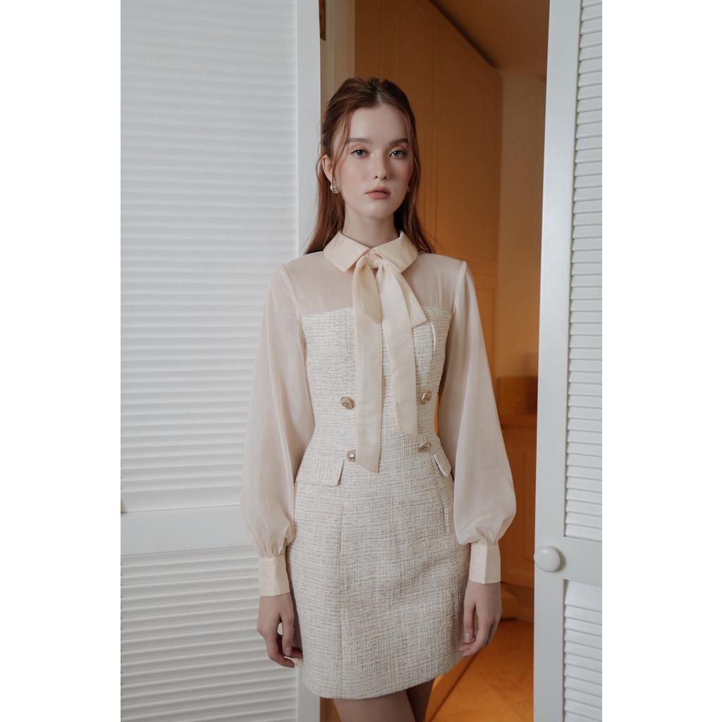 Váy dạ phối tay ren nút ngọc Stella Dress by Joie des Roses