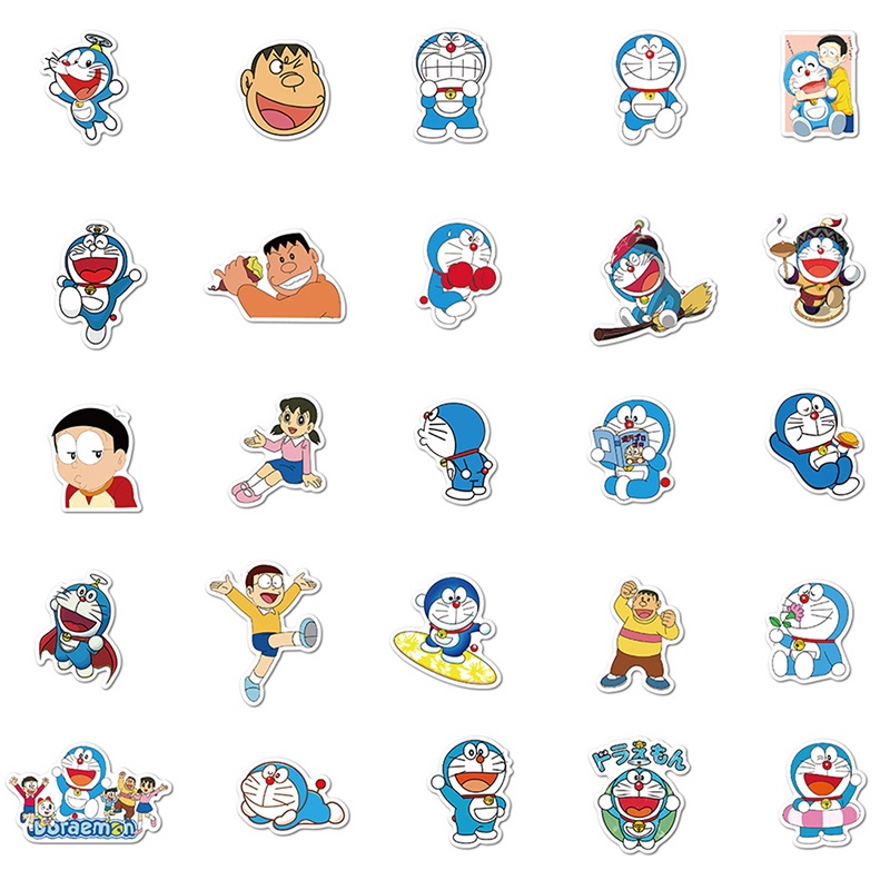 Bộ 50 Miếng Dán Trang Trí Hành Lý / Xe Hơi Hình Doraemon Dễ Thương