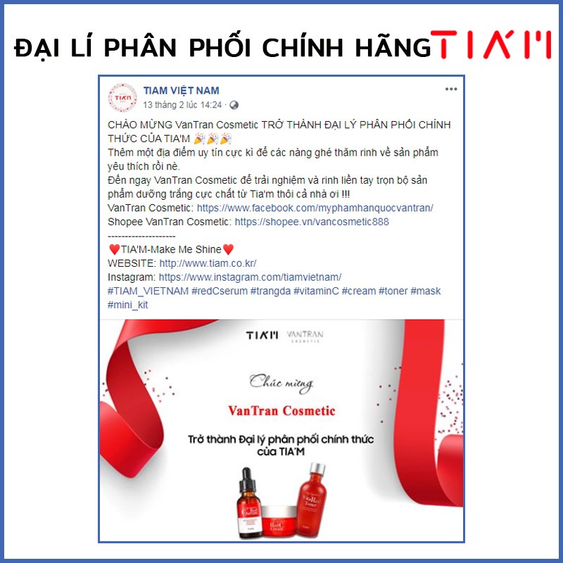 [Tiam_Mẫu Mới 2020] Set Mini dưỡng trắng da, làm mờ thâm Tiam My Signature Red C