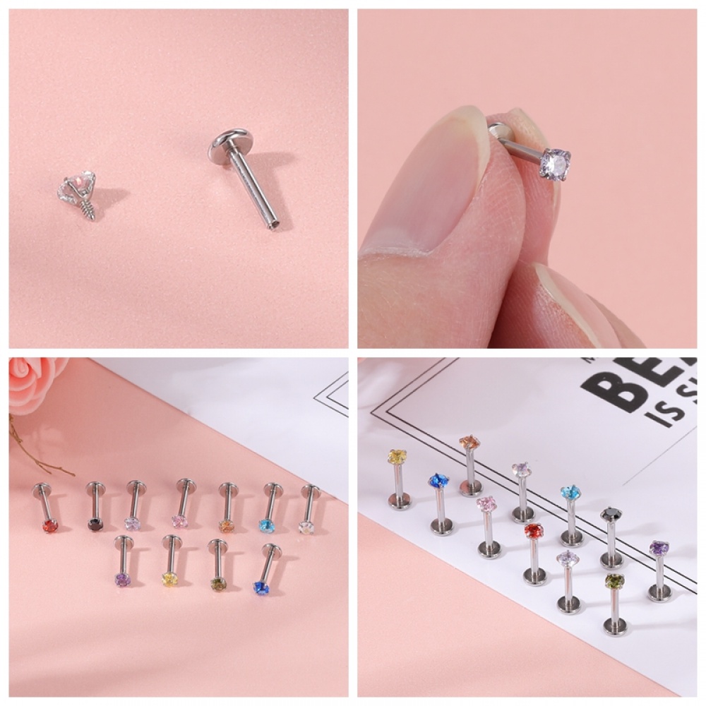 Set 4-24 Khuyên Tai Tròn 3/4/5/6MM Bằng Thép Không Gỉ Nhiều Màu