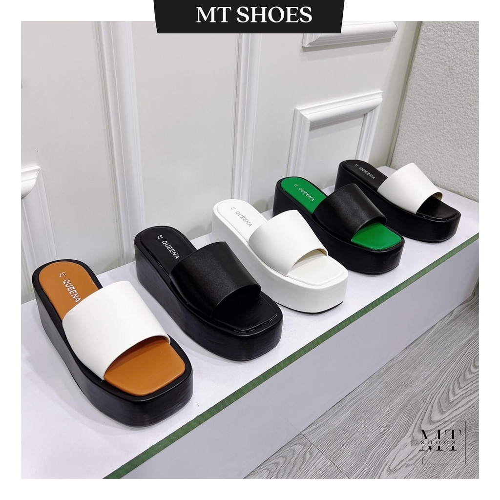 Dép nữ đế xuồng quai ngang cao 4-7 phân phối màu kiểu dáng Hot Trend - Dép bánh mì quai ngang nhẹ êm