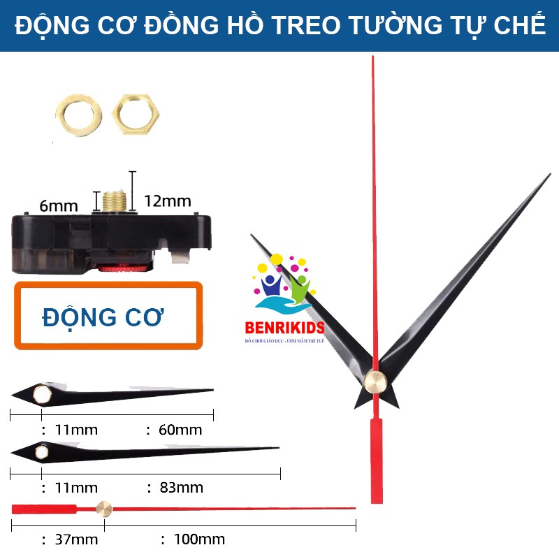 Động Cơ Đồng Hồ Dán Tường Đủ Bộ Phụ Kiện,Treo Tường Decor Dùng Sáng Tạo Diy,Đồng Hồ Treo Tường