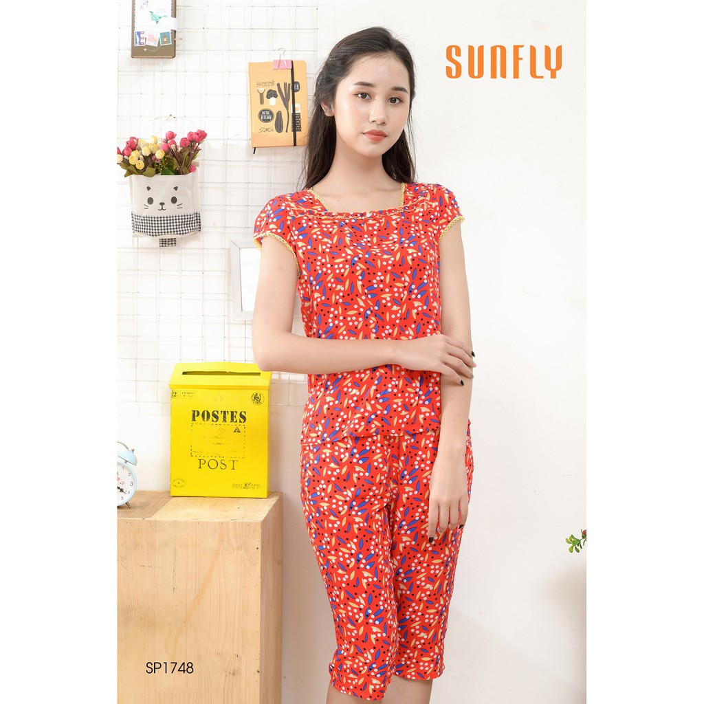 [Mã WABRWA8 giảm 15% đơn 99k] Bộ đồ lanh mặc nhà SUNFLY xuân hè SP1748