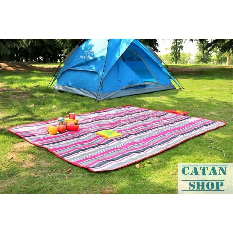 Bạt trải cắm trại xếp gọn, thảm trải đi phượt, picnic 3 lớp chống thấm tuyệt đối có quai xách cao cấp