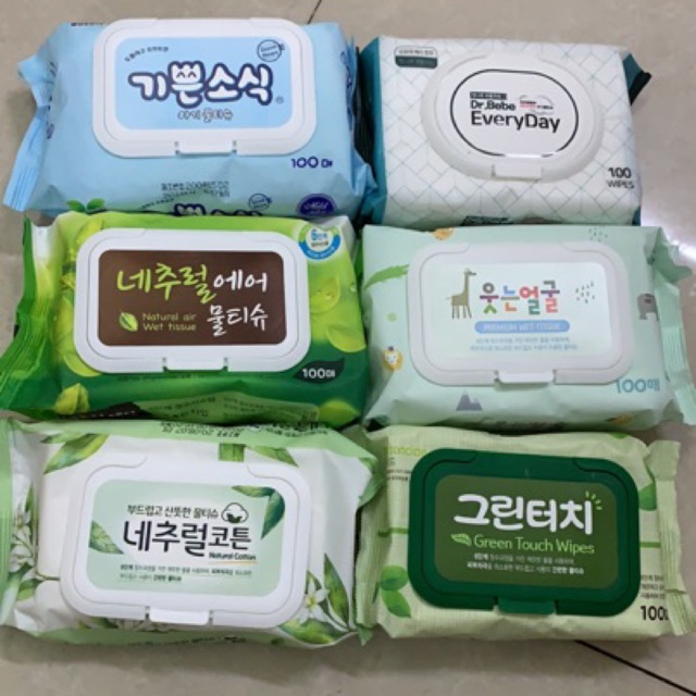 Khăn Giấy Ướt Không Mùi Hàn Quốc Bịch 100 Tờ