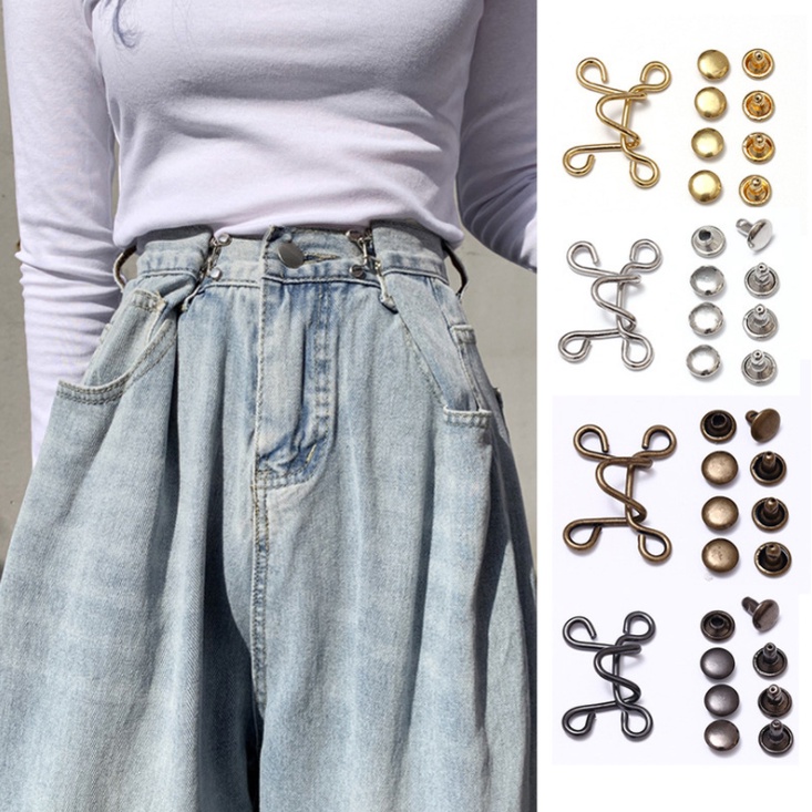 Quần Jeans Lưng Cao Không Đinh Có Thể Điều Chỉnh Phong Cách Thời Trang