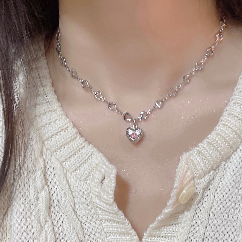 Dây Chuyền Hình Trái Tim Đính Đá Sang Trọng Cho Nữ