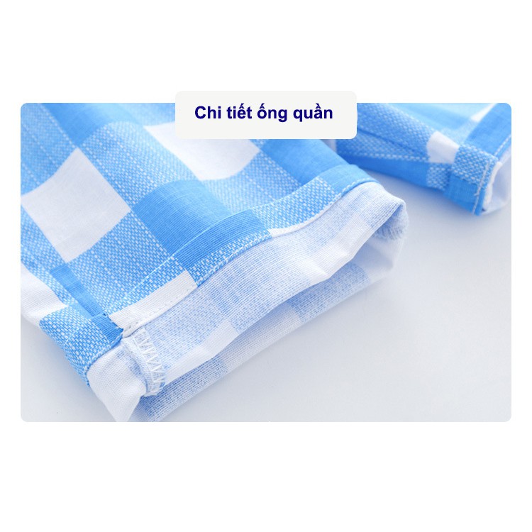 Quần đùi kẻ bé trai mỏng hãng WELLKIDS chất cotton mát QN3